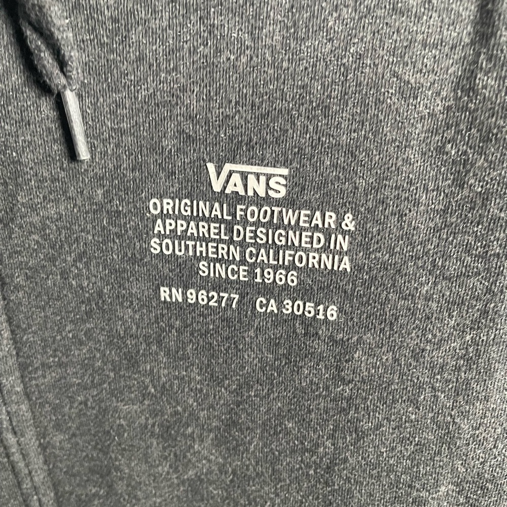 Vans Off The Wall Gray Full Zip Hoodie Sz M Logo Sleeve Pockets Skater Sk8 - Picture 2 of 7